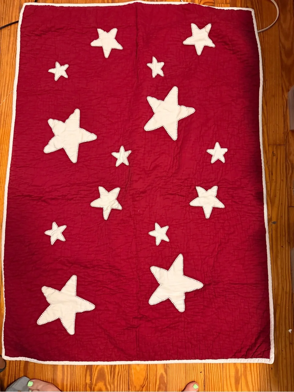 Pottery Barn Kids Red Star 100% Cotton Crib Quilt And Sham Vintage 2006